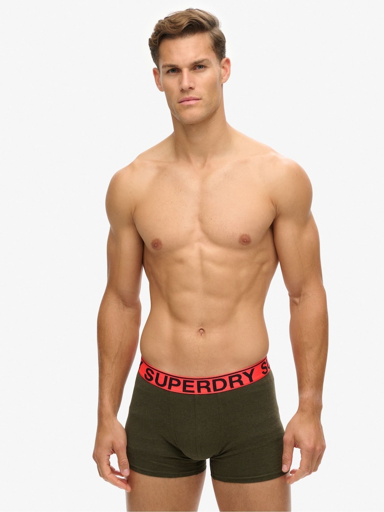 Superdry Khaki Stripe/Khaki Grit/Black Boxers 3 Pack - Image 5 of 5