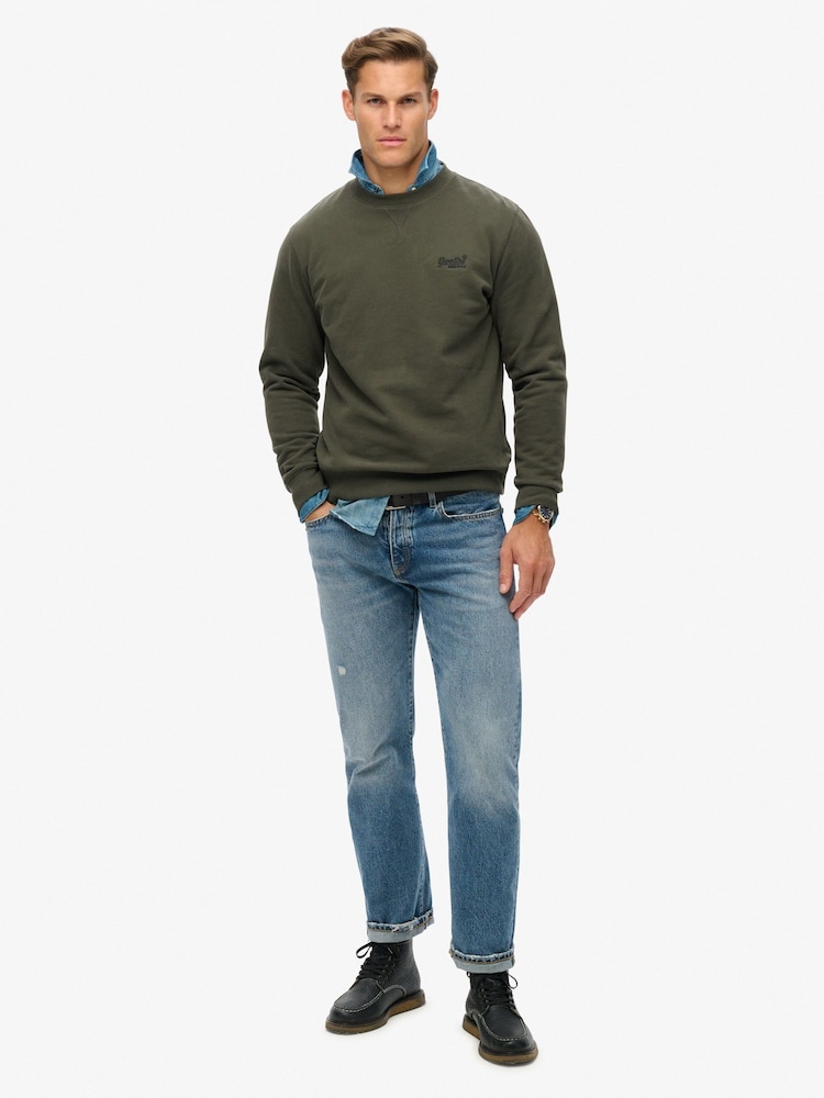 Gri închis Verde - Superdry Essential Logo Guler rotund Larg Fit Hanorac - Imaginea 2 din 6