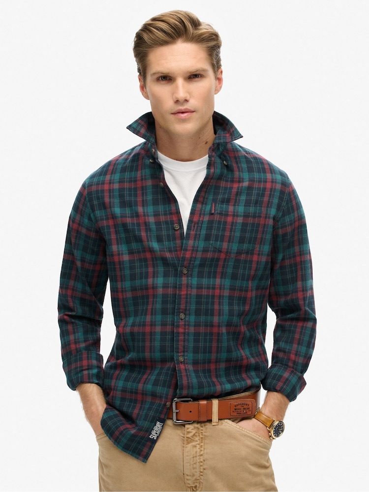 Superdry Montauk Check Navy 100% Cotton Vintage Check Shirt - Image 1 of 5