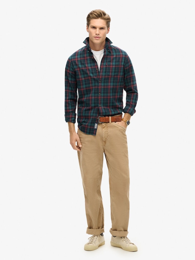 Superdry Montauk Check Navy 100% Cotton Vintage Check Shirt - Image 2 of 5 Superdry Montauk Check Navy 100% Cotton Vintage Check Shirt - Image 2 of 5