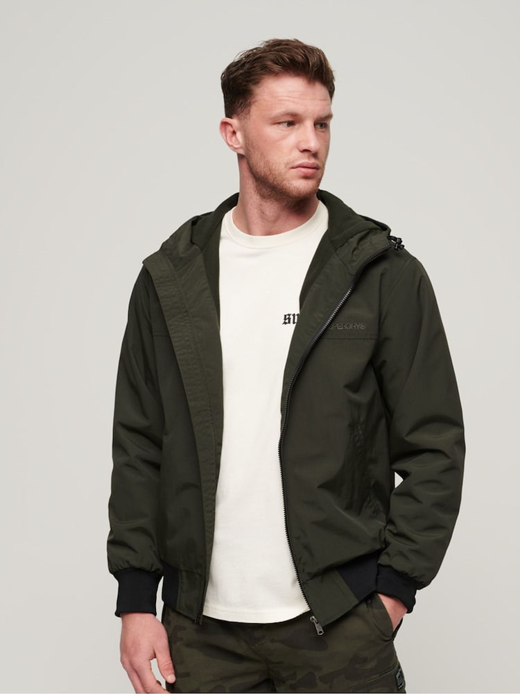 Superdry Green Surplus Nylon Hooded Bomber Jacket - Image 1 of 4