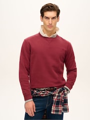 Superdry Rich Burgundy Essential Logo Crew Sweatshirt - Image 1 of 5