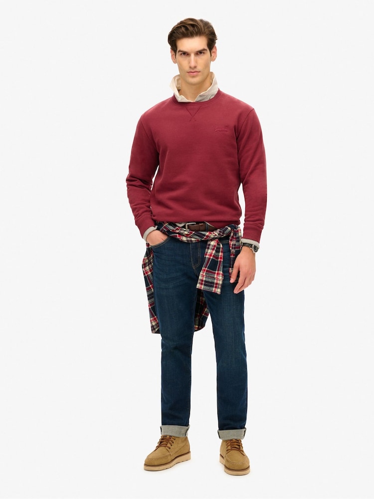 Superdry Rich Burgundy Essential Logo Crew Sweatshirt - Image 2 of 5