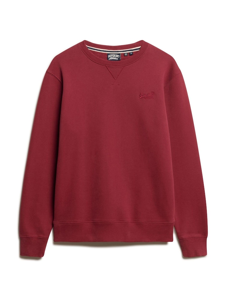 Superdry Rich Burgundy Essential Logo Crew Sweatshirt - Image 4 of 5