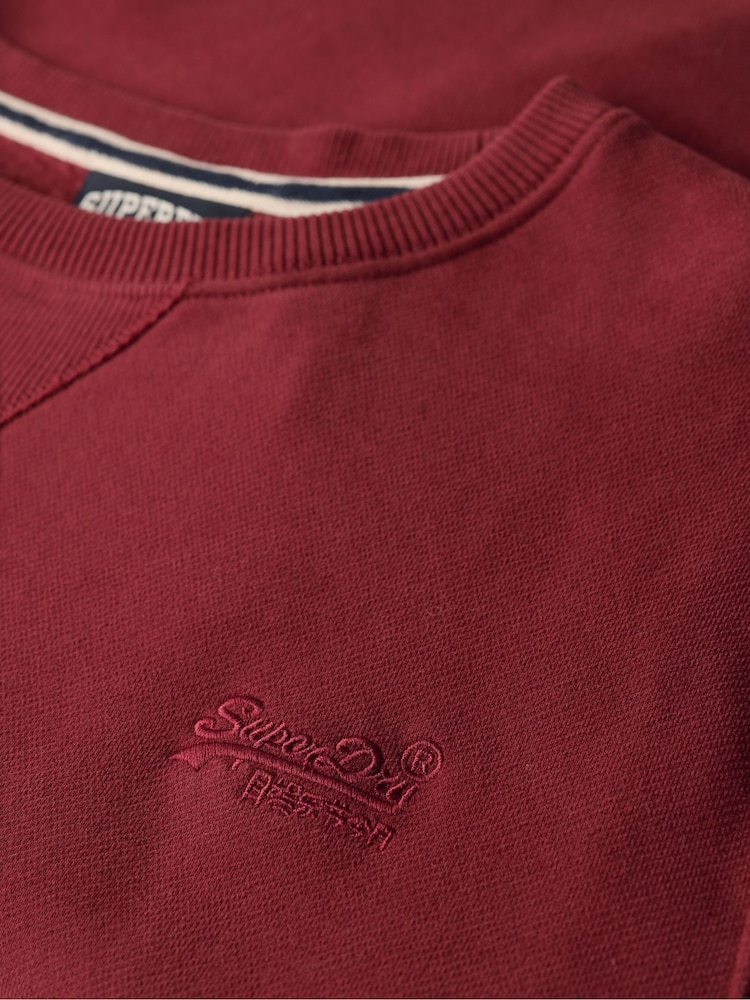 Superdry Rich Burgundy Essential Logo Crew Sweatshirt - Image 5 of 5