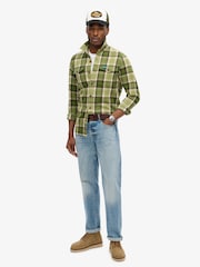 Superdry Yosemite Check Green Cotton Worker Check 100% Cotton Shirt - Image 2 of 6