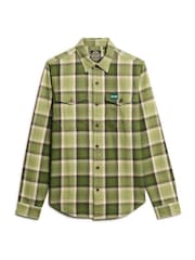 Superdry Yosemite Check Green Cotton Worker Check 100% Cotton Shirt - Image 4 of 6