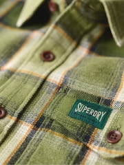 Superdry Yosemite Check Green Cotton Worker Check 100% Cotton Shirt - Image 5 of 6