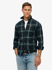 Superdry Frontier Check Navy Long Sleeve 100% Cotton Lumberjack Shirt - Image 1 of 6