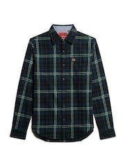 Superdry Frontier Check Navy Long Sleeve 100% Cotton Lumberjack Shirt - Image 11 of 13