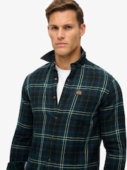 Superdry Frontier Check Navy Long Sleeve 100% Cotton Lumberjack Shirt - Image 2 of 6