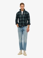 Superdry Frontier Check Navy Long Sleeve 100% Cotton Lumberjack Shirt - Image 3 of 6
