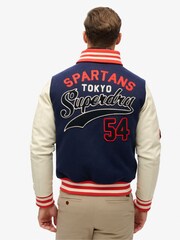 Superdry Atlantic Navy Varsity Patched Bomber Jacket - Image 2 of 6