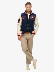 Superdry Atlantic Navy Varsity Patched Bomber Jacket - Image 3 of 6