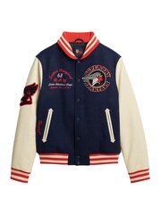 Superdry Atlantic Navy Varsity Patched Bomber Jacket - Image 5 of 6