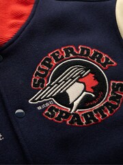 Superdry Atlantic Navy Varsity Patched Bomber Jacket - Image 6 of 6