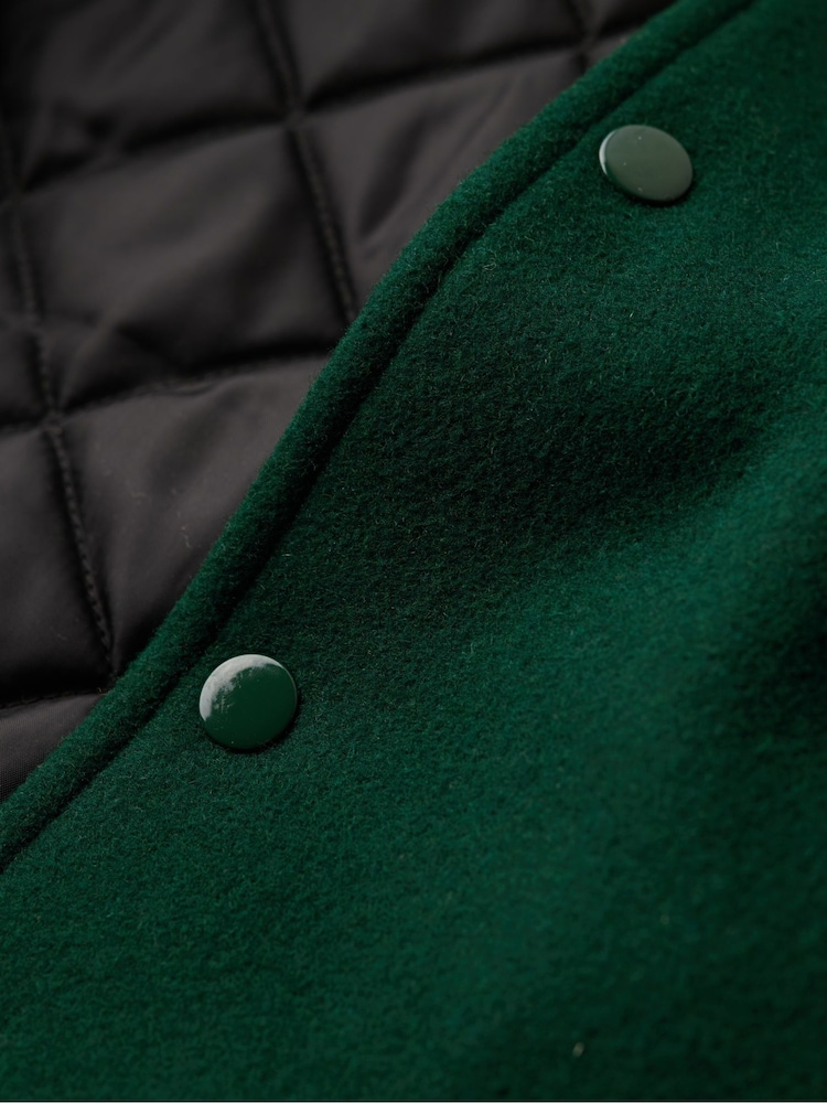 Superdry Pine Green Varsity Wool Bomber Jacket - Image 10 of 10
