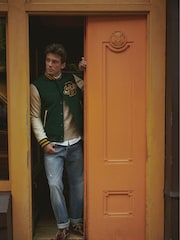 Superdry Pine Green Varsity Wool Bomber Jacket - Image 4 of 10