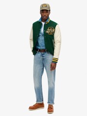 Superdry Pine Green Varsity Wool Bomber Jacket - Image 6 of 10
