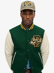 Superdry Pine Green Varsity Wool Bomber Jacket - Image 7 of 10