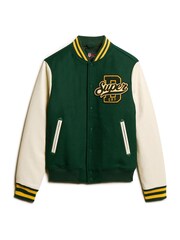 Superdry Pine Green Varsity Wool Bomber Jacket - Image 8 of 10