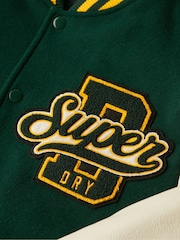 Superdry Pine Green Varsity Wool Bomber Jacket - Image 9 of 10