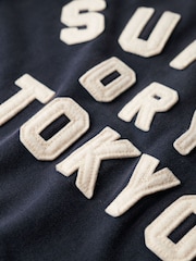 Superdry Rich Navy Charcoal Marl Vintage Athletic Crew 100% Cotton Sweatshirt - Image 5 of 6