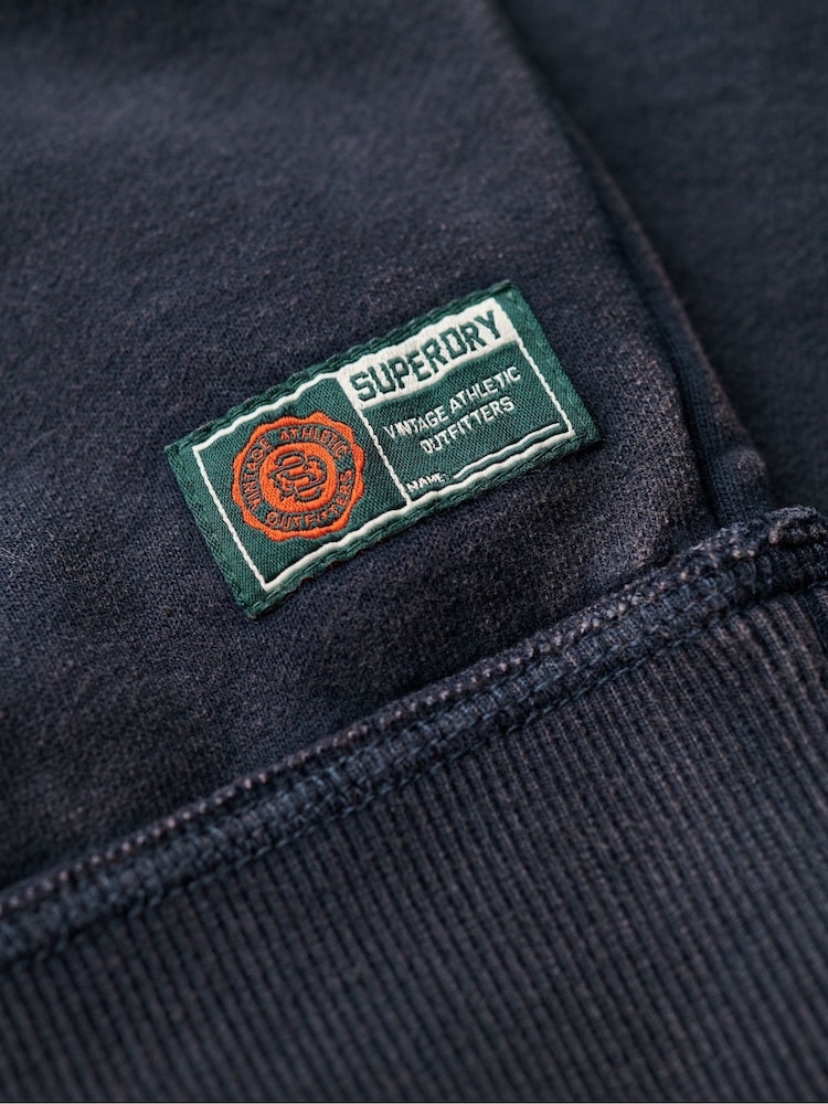 Superdry Rich Navy Charcoal Marl Vintage Athletic Crew 100% Cotton Sweatshirt - Image 6 of 6