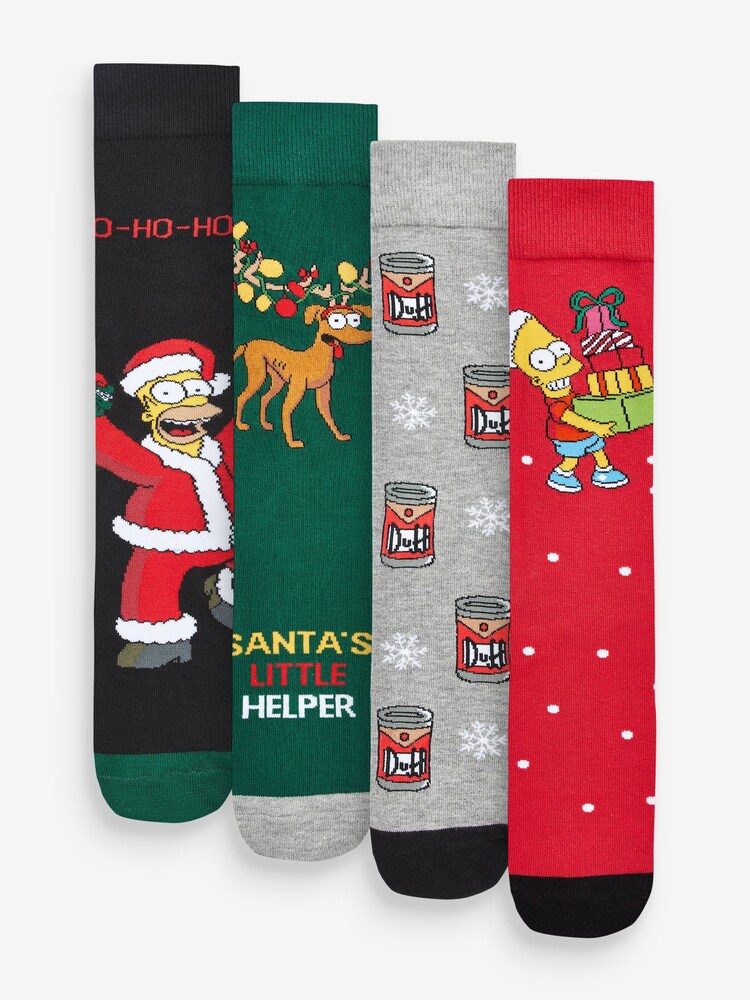 Simpsons-Muster - Lizenzierte Weihnachtssocken im 4er-Pack - Bild 1 von 5 Simpsons-Muster - Lizenzierte Weihnachtssocken im 4er-Pack - Bild 1 von 5