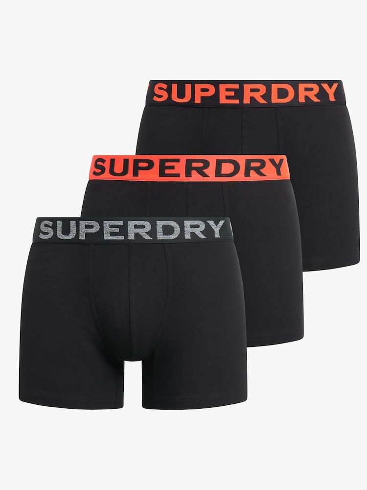 Superdry Black/Orange Boxers 3 Pack - Image 1 of 6