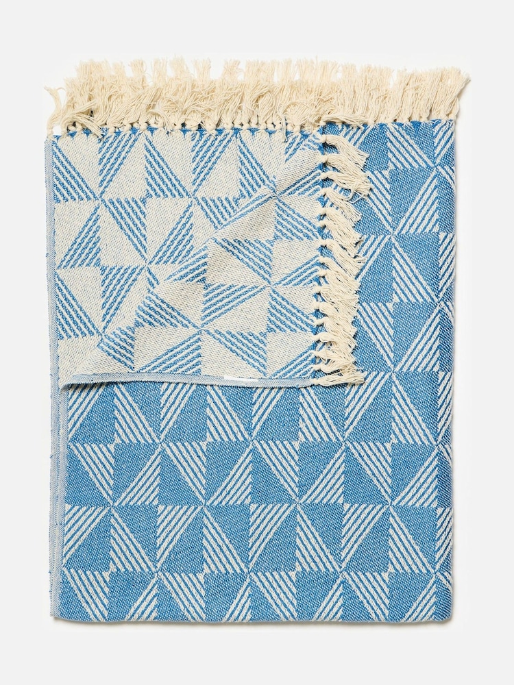 Oliver Bonas Blue Henlow Geometric Throw - Image 1 of 5 Oliver Bonas Blue Henlow Geometric Throw - Image 1 of 5