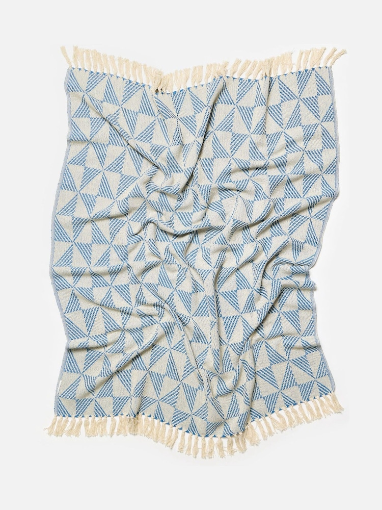 Oliver Bonas Blue Henlow Geometric Throw - Image 5 of 5 Oliver Bonas Blue Henlow Geometric Throw - Image 5 of 5