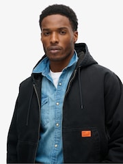Superdry Jet Black 100% Cotton Surplus Hooded Bomber Jacket - Image 3 of 5