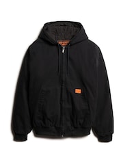 Superdry Jet Black 100% Cotton Surplus Hooded Bomber Jacket - Image 4 of 5