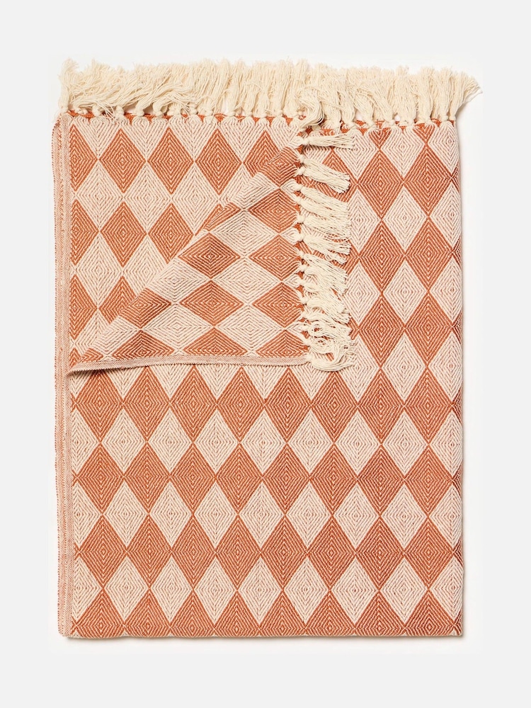 Oliver Bonas Cinnamon Henlow Geometric Throw - Image 1 of 4 Oliver Bonas Cinnamon Henlow Geometric Throw - Image 1 of 4