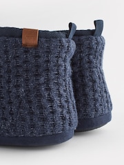 Navy Blue Chunky Knit Slipper Boots - Image 4 of 6