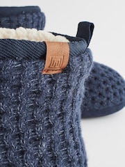 Navy Blue Chunky Knit Slipper Boots - Image 6 of 6