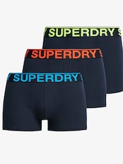 Superdry Eclipse Navy/Neon Black/Orange Boxers 3 Pack - Image 1 of 7