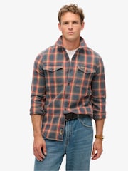 Superdry Yosemite Check Navy Cotton Worker Check 100% Cotton Shirt - Image 1 of 6