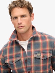 Superdry Yosemite Check Navy Cotton Worker Check 100% Cotton Shirt - Image 4 of 6