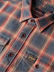 Superdry Yosemite Check Navy Cotton Worker Check 100% Cotton Shirt - Image 6 of 6