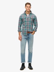 Superdry Yosemite Check Blue Cotton Worker Check 100% Cotton Shirt - Image 2 of 5
