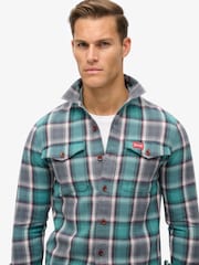 Superdry Yosemite Check Blue Cotton Worker Check 100% Cotton Shirt - Image 3 of 5