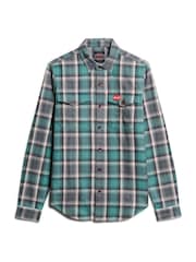 Superdry Yosemite Check Blue Cotton Worker Check 100% Cotton Shirt - Image 4 of 5