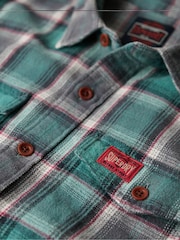 Superdry Yosemite Check Blue Cotton Worker Check 100% Cotton Shirt - Image 5 of 5