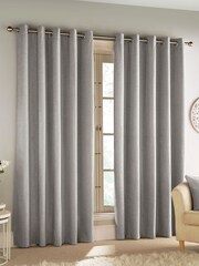 Enhanced Living Grey Savoy Eyelet Ready Made Blackout Eyelet Curtains - Image 1 of 3