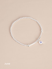 Sterling Silver Hexagon Birthstone Beady Bracelet - Image 11 of 13