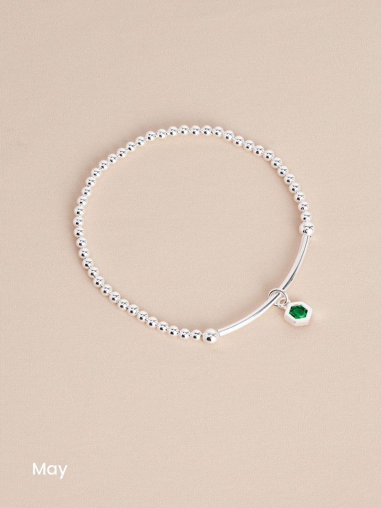 Sterling Silver Hexagon Birthstone Beady Bracelet - Image 13 of 13