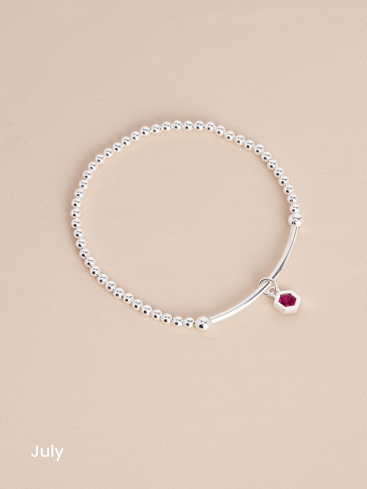 Sterling Silver Hexagon Birthstone Beady Bracelet - Image 2 of 13
