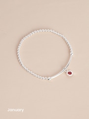 Sterling Silver Hexagon Birthstone Beady Bracelet - Image 4 of 13